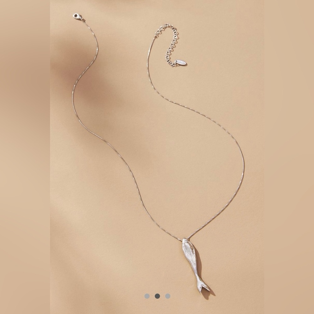 •ANTHROPOLOGIE• silver dainty fish charm necklace